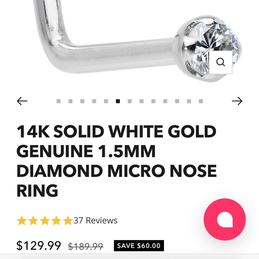 14K White Gold Nose Ring with Diamond